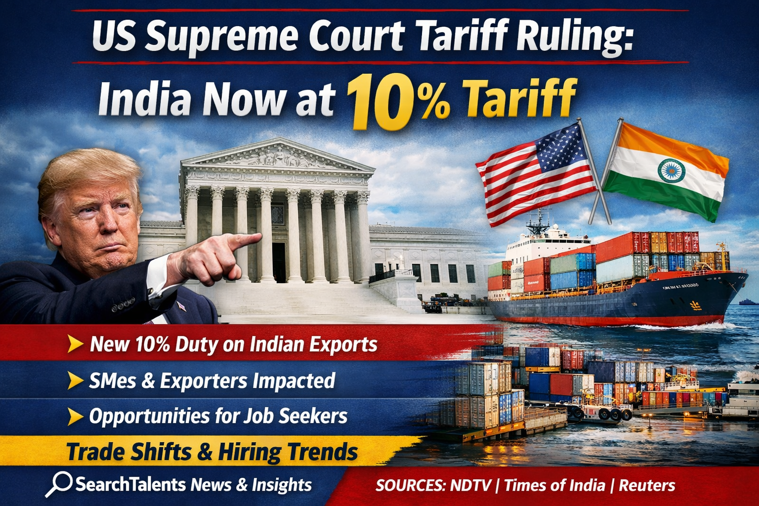 US Supreme Court Setback Forces 10% Tariff Reset: What It Means for Indian Employers and Job Seekers